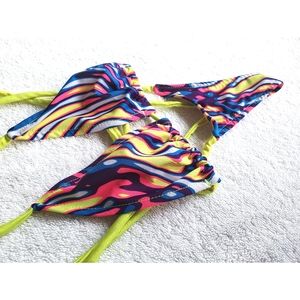 Exotic Dancewear Thong Neon Bikini Set/ Slingshot Stripper Outfit